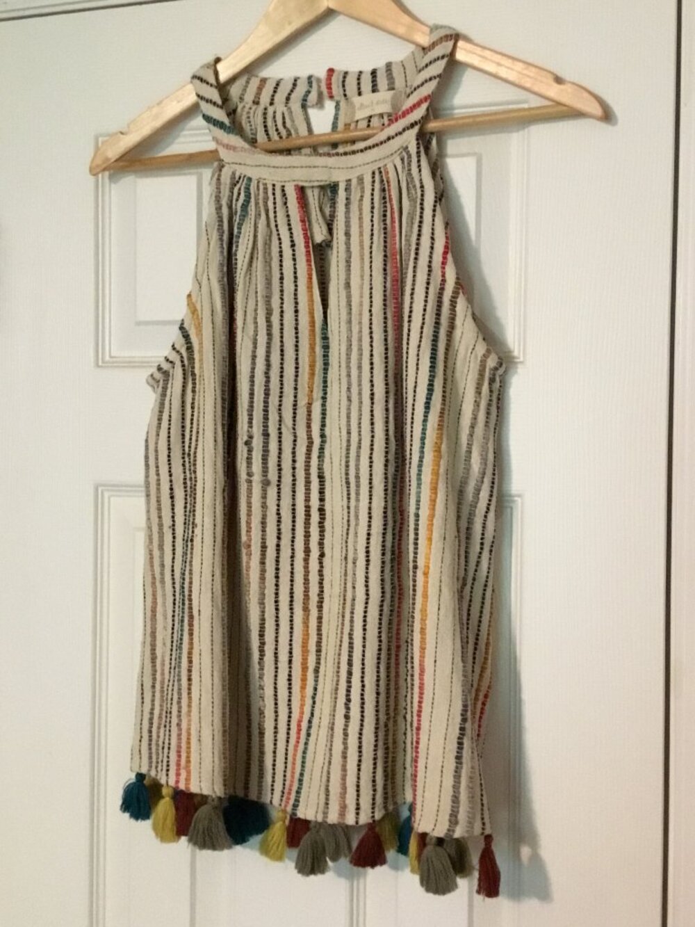 ALTAR'D STATE - Boho Striped Tassel Hem Sleeveless Swing Top - Size: Women's M